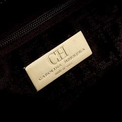 Pre Owned Carolina Herrera Dark Purple Grained Leather Boston Bag