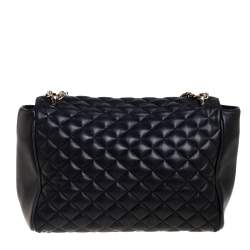 Pre Owned Carolina Herrera Black Quilted Leather Flap Chain Shoulder Bag
