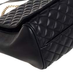 Pre Owned Carolina Herrera Black Quilted Leather Flap Chain Shoulder Bag