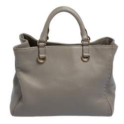 Pre Owned Carolina Herrera Grey Leather Charm Tote