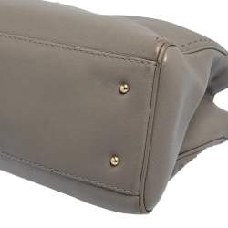 Pre Owned Carolina Herrera Grey Leather Charm Tote