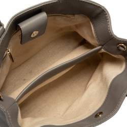 Pre Owned Carolina Herrera Grey Leather Charm Tote