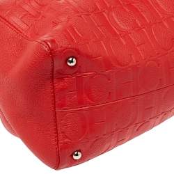 Pre Owned Carolina Herrera Red Embossed Leather Tassel Satchel