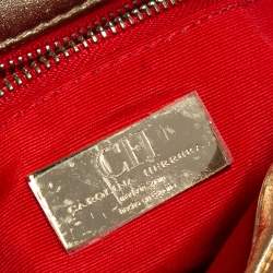 Pre Owned Carolina Herrera Metallic Gold Quilted Leather Flap Chain Clutch