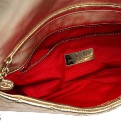 Pre Owned Carolina Herrera Metallic Gold Quilted Leather Flap Chain Clutch