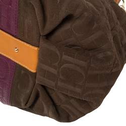 Pre Owned Carolina Herrera Multicolor Monogram Leather and Suede Tassel Hobo