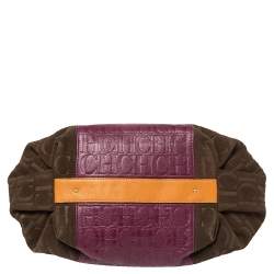 Pre Owned Carolina Herrera Multicolor Monogram Leather and Suede Tassel Hobo