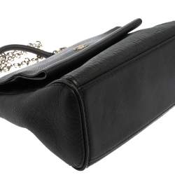 Pre Owned Carolina Herrera Black Leather Minuetto Flap Top Handle Bag