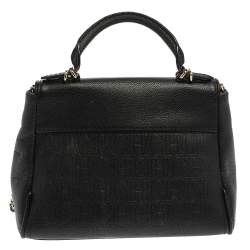 Pre Owned Carolina Herrera Black Leather Minuetto Flap Top Handle Bag