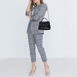 Pre Owned Carolina Herrera Black Leather Minuetto Flap Top Handle Bag