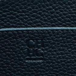 Pre Owned Carolina Herrera Navy Blue/Red Nubuck and Leather Vendome Tote