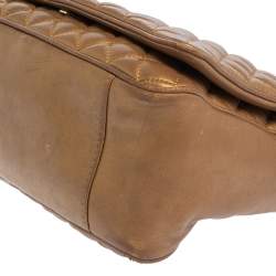 Pre Owned Carolina Herrera Gold Quilted Leather Flap Chain Shoulder Bag