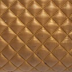 Pre Owned Carolina Herrera Gold Quilted Leather Flap Chain Shoulder Bag