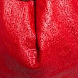 Pre Owned Carolina Herrera Red Monogram Leather Matryoshka Tote