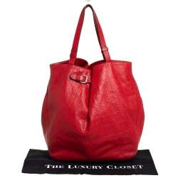 Pre Owned Carolina Herrera Red Monogram Leather Matryoshka Tote