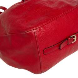 Pre Owned Carolina Herrera Red Monogram Leather Matryoshka Tote