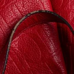 Pre Owned Carolina Herrera Red Monogram Leather Matryoshka Tote