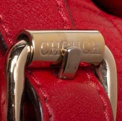 Pre Owned Carolina Herrera Red Monogram Leather Matryoshka Tote