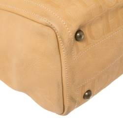 Pre Owned Carolina Herrera Beige Monogram Leather Andy Tote