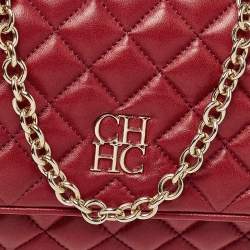 Pre Owned Carolina Herrera Red Quilted Leather Shoulder Bag