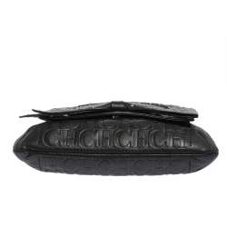 Pre Owned Carolina Herrera Black Studded Leather Audrey Shoulder Bag