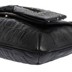 Pre Owned Carolina Herrera Black Studded Leather Audrey Shoulder Bag