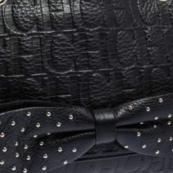 Pre Owned Carolina Herrera Black Studded Leather Audrey Shoulder Bag