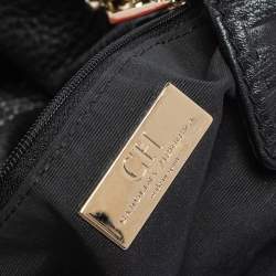 Pre Owned Carolina Herrera Black Studded Leather Audrey Shoulder Bag