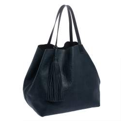 Pre Owned Carolina Herrera Blue Monogram Leather Matryoshka Tote