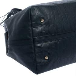 Pre Owned Carolina Herrera Blue Monogram Leather Matryoshka Tote