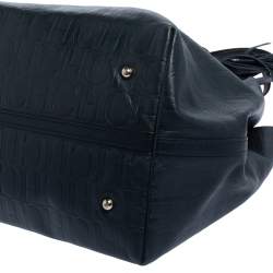 Pre Owned Carolina Herrera Blue Monogram Leather Matryoshka Tote