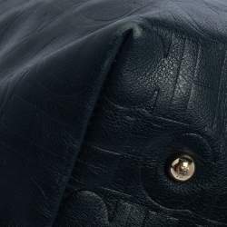 Pre Owned Carolina Herrera Blue Monogram Leather Matryoshka Tote