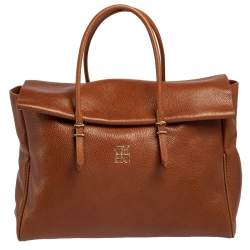 Pre Owned Carolina Herrera Brown Leather Tempo Collection Adagio Tote