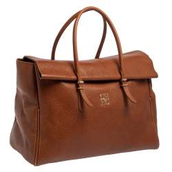 Pre Owned Carolina Herrera Brown Leather Tempo Collection Adagio Tote