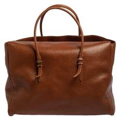Pre Owned Carolina Herrera Brown Leather Tempo Collection Adagio Tote