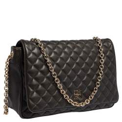 Pre Owned Carolina Herrera Deep Green Quilted Leather Flap Chain Shoulder Bag