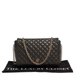 Pre Owned Carolina Herrera Deep Green Quilted Leather Flap Chain Shoulder Bag