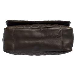 Pre Owned Carolina Herrera Deep Green Quilted Leather Flap Chain Shoulder Bag