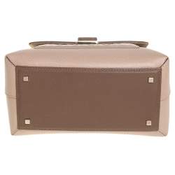 Pre Owned Carolina Herrera Beige/Brown Monogram Embossed Leather Top Handle Bag