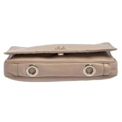 Pre Owned Carolina Herrera Beige Leather New Baltazar Flap Shoulder Bag