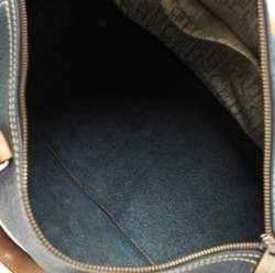 Pre Owned Carolina Herrera Navy Blue Monogram Leather Large Andy Boston Bag