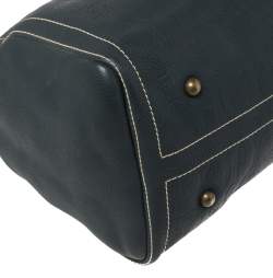 Pre Owned Carolina Herrera Navy Blue Monogram Leather Large Andy Boston Bag