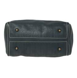 Pre Owned Carolina Herrera Navy Blue Monogram Leather Large Andy Boston Bag