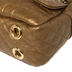 Pre Owned Carolina Herrera Bronze Leather Monogram Camera Bag