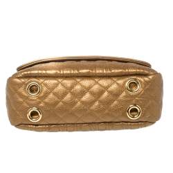 Pre Owned Carolina Herrera Bronze Leather Monogram Camera Bag