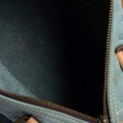 Pre Owned Carolina Herrera Powder Blue Monogram Embossed Leather Andy Boston Bag