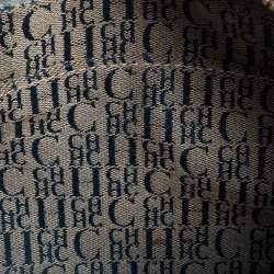 Pre Owned Carolina Herrera Powder Blue Monogram Embossed Leather Andy Boston Bag