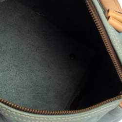 Pre Owned Carolina Herrera Powder Blue Monogram Embossed Leather Andy Boston Bag