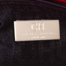 Pre Owned Carolina Herrera Crimson Red Leather Flap Chain Shoulder Bag