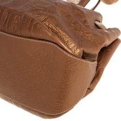 Pre Owned Carolina Herrera Metallic Gold Monogram Embossed Leather Scarf Tote